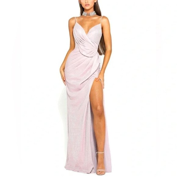 Portia & Scarlett Blush Pink Gown Leg Split PS1925 Size XS NWT - Picture 1 of 12